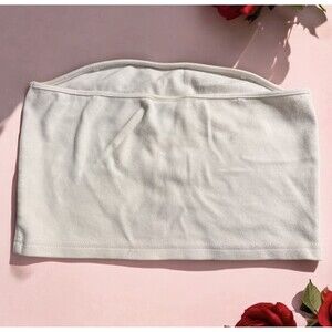 Vintage Express 90s Y2k white ponte tube top, ladies' size L sexy crop top